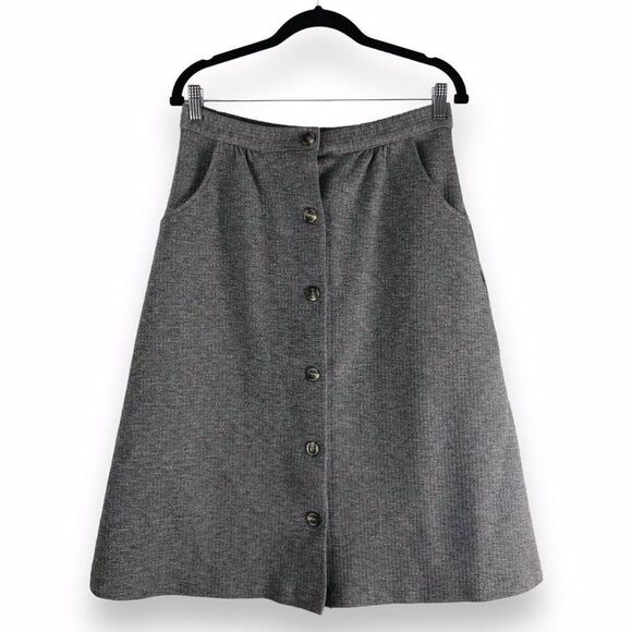 Vintage WPL 7912 Women’s‎ 15/16 Gray Skirt Button Front Pockets Dark Academia - Picture 1 of 13